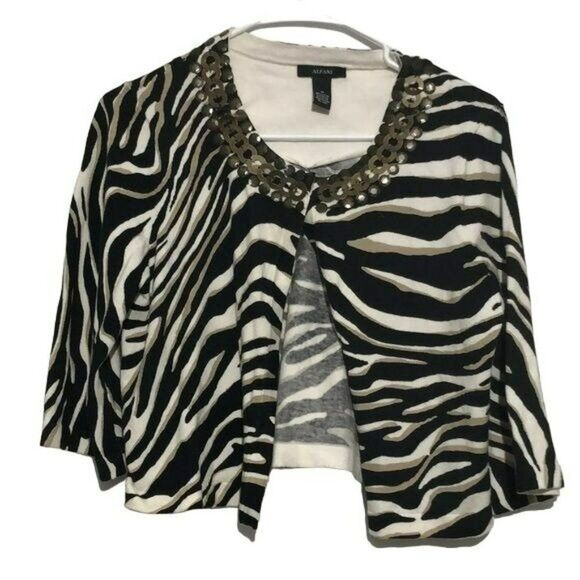 Alfani Zebra Print Cropped Sweater Medium - Picture 1 of 6